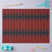 トライバルウエスタンレッドブラックアートパターンブルスカル 薄葉紙 (クラフト)