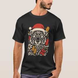 トライバルウォンバットクリスマス - タトゥーインスパイアデザイン Tシャツ
