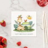 トライバルウォーターカラーキレーフサファリハッピーバースデー スタンダードカクテルナプキン (インサイチュ)