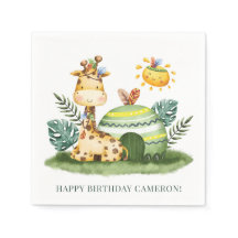 トライバルウォーターカラーキレーフサファリハッピーバースデー