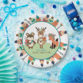 トライバルウッドランドアニマルズボホフェザー紙プレート ペーパープレート (パーティー)