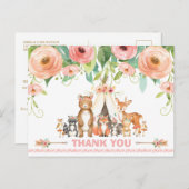 トライバルウッドランドベビーシャワー誕生日ありがとう ポストカード (正面/裏面)