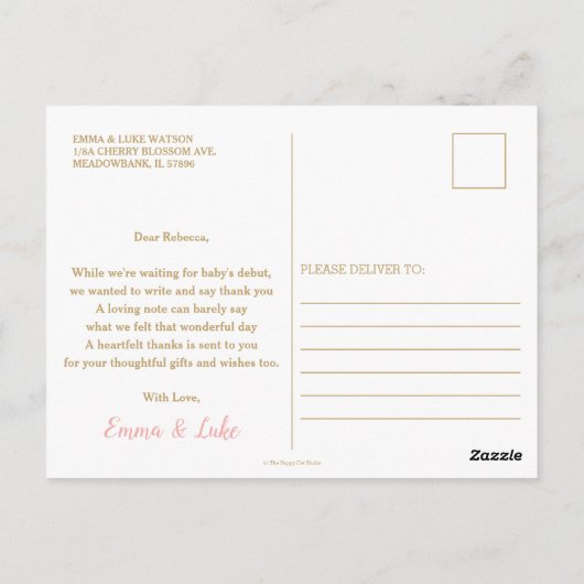 トライバルウッドランドベビーシャワー誕生日ありがとう ポストカード (裏面)