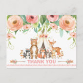 トライバルウッドランドベビーシャワー誕生日ありがとう ポストカード (正面)