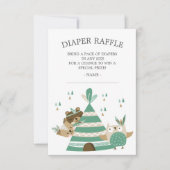 トライバルウッドランドワイルドワンベビーシャワーオムツラッフル 招待状 (正面)