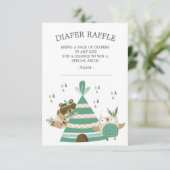 トライバルウッドランドワイルドワンベビーシャワーオムツラッフル 招待状 (スタンド正面)