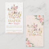 トライバルウッドランド動物ピンクフローラおむつラッフル エンクロージャーカード (正面/裏面)
