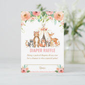 トライバルウッドランド動物フローラおむつラッフルカード 招待状 (スタンド正面)