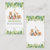 トライバルウッドランド動物緑おむつラッフル エンクロージャーカード (正面/裏面)