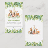 トライバルウッドランド動物緑の少年おむつラッフル エンクロージャーカード (正面/裏面)