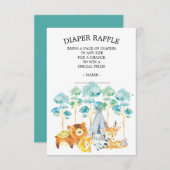 トライバルウッドランド動物赤ちゃんシャワーおむつラッフル エンクロージャーカード (正面/裏面)