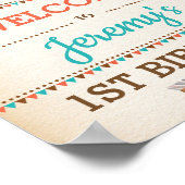 トライバルウッドランド動物1st誕生日ワイルドワンパーティー ポスター (角)