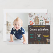 トライバルウッドランド第1誕生日パーティーワイルドワンボーイ 招待状 (正面)