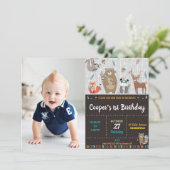 トライバルウッドランド第1誕生日パーティーワイルドワンボーイ 招待状 (スタンド正面)