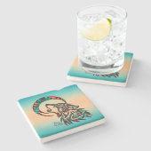 トライバルウルフが月石コースターでハウリング ストーンコースター (横)