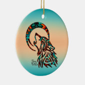 トライバルウルフザムーンセラミックオーナメント セラミックオーナメント (右)