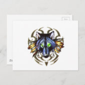 トライバルウルフタトゥーデザイン ポストカード (正面/裏面)