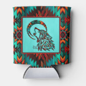 トライバルウルフハウリングアットザムーンクーラーボックス 缶クーラー (正面)