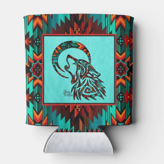 トライバルウルフハウリングアットザムーンクーラーボックス 缶クーラー (裏面)