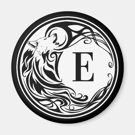 トライバルウルフモノグラム マグネット (正面)