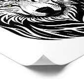 トライバルウルフ顔デザインポスター ポスター (角)