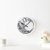 トライバルウルフ – シェーディング ラウンド壁時計 (ホーム)