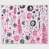 トライバルエレガンス:ピンク、ブラック、ホワイト ラッピングペーパー (フラット)