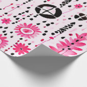トライバルエレガンス:ピンク、ブラック、ホワイト ラッピングペーパー (角)