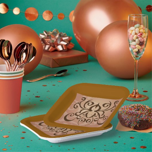 トライバルエレガントスワールタトゥースタイル ペーパープレート