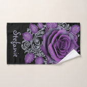 トライバルエレガントパターンに囲まれたベルベットバラ バスタオルセット (ハンドタオル)