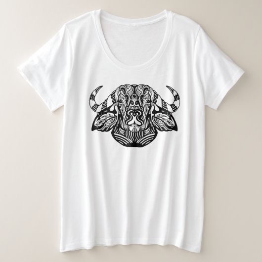 トライバルオックス プラスサイズTシャツ (デザイン正面)