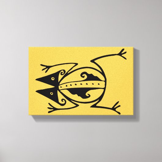 トライバルカエル古代アステカ族の部族アート キャンバスプリント (正面)