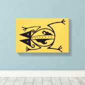 トライバルカエル古代アステカ族の部族アート キャンバスプリント (インサイチュ (ウッドフロア))