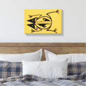 トライバルカエル古代アステカ族の部族アート キャンバスプリント (インサイチュ (寝室))