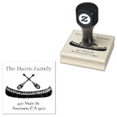 トライバルカヌシルエットパーソナライズされた ラバースタンプ (押印)