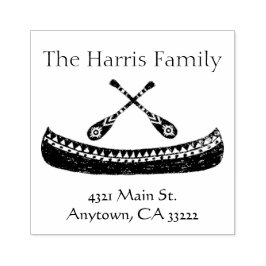 トライバルカヌシルエットパーソナライズされた ラバースタンプ