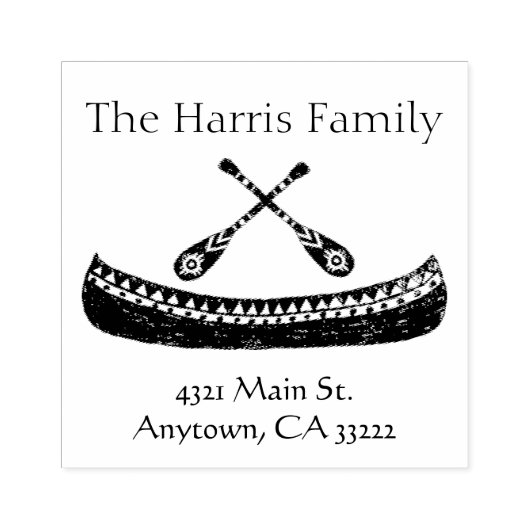 トライバルカヌシルエットパーソナライズされた ラバースタンプ (インプリント)