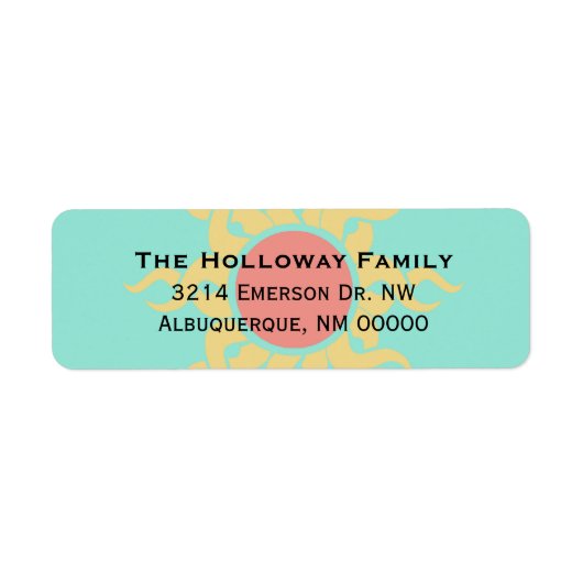 トライバルカラフルサン差出人住所 ラベル (正面)