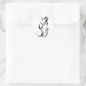 トライバルキツネタトゥーデザイン ラウンドシール (バッグ)