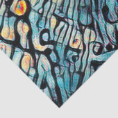 トライバルキャットブルーイエローモザイク抽象芸術デコパージュ 薄葉紙 (詳細)