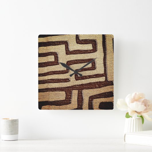 トライバルクバクロスプリントスクエアウォールクロック スクエア壁時計 (ホーム)