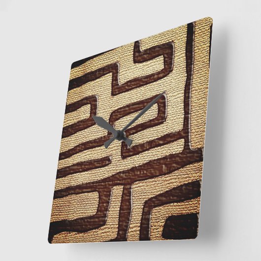 トライバルクバクロスプリントスクエアウォールクロック スクエア壁時計 (傾斜)