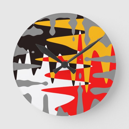 トライバルクロックモダン先住民アートウォールクロックデコール ラウンド壁時計 (正面)