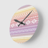 トライバルグラデーションアステカ ラウンド壁時計 (傾斜)