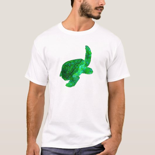 トライバルグリーンウミガメ Tシャツ (正面)