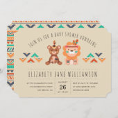 トライバルサファリアニマルズボーイベビーシャワーパーティー 招待状 (正面/裏面)