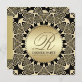 トライバルサンヴィンテージゴールデンディナーパーティの招待状 招待状 (正面/裏面)