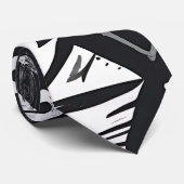 トライバルシックブラック&ホワイトジオメトリック抽象芸術アート ネクタイ (ロール)