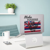 トライバルシャカつるロースALOHA HAWAII HIFLAG BG シール (デスク上のノートパソコン)