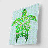 トライバルシータートルホヌ スクエア壁時計 (傾斜)